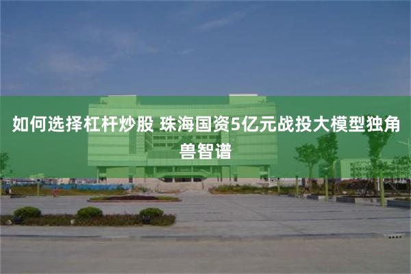 如何选择杠杆炒股 珠海国资5亿元战投大模型独角兽智谱